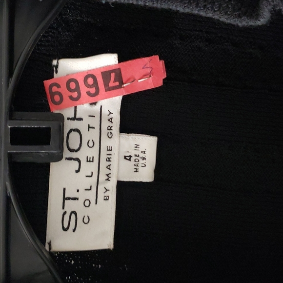 St. John By Marie Gray Black Cardigan Zip Up Jacket Size 4 - Picture 7 of 12